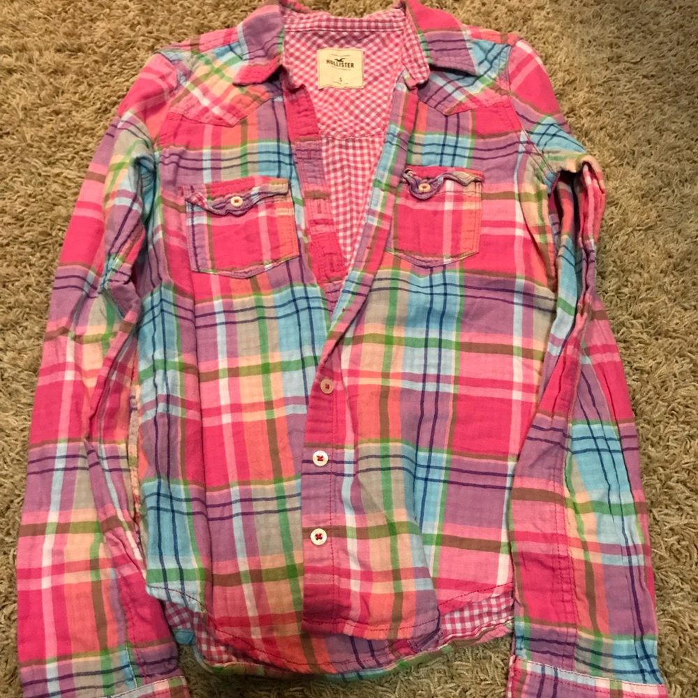 Hollister pink flannel